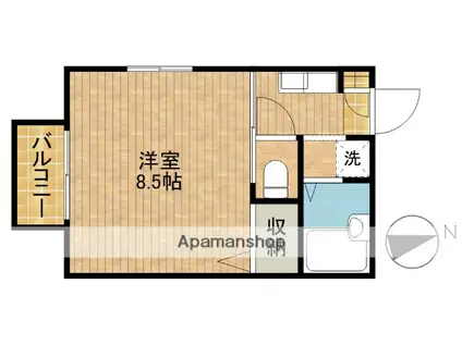 ディアス上島(1K/2階)の間取り写真