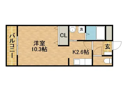 エクレールKAWAI(1K/3階)の間取り写真