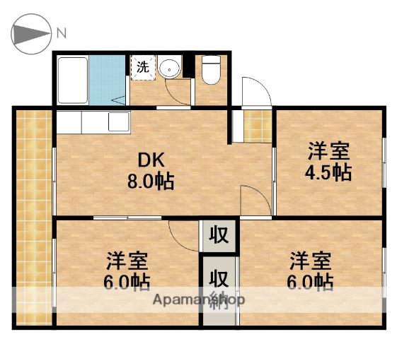 サンシティーA&K A棟(3DK/2階)の間取り写真