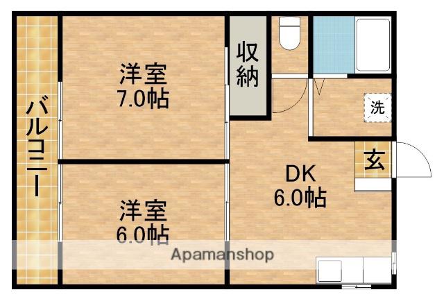 コーポ野田B(2DK/2階)の間取り写真