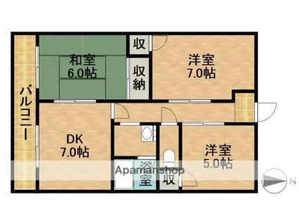 SPOONⅢ(3DK/4階)の間取り写真