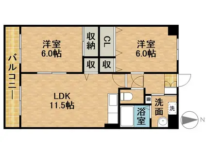 ヴィラージュ有玉(2LDK/3階)の間取り写真