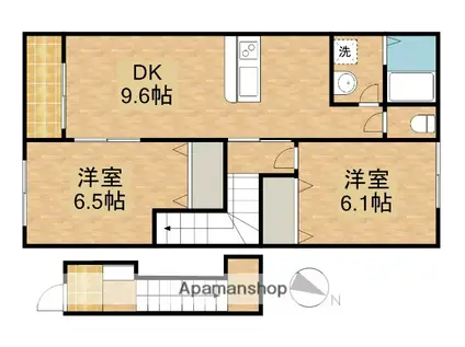 メルヴェユーイーグルⅡ(2DK/2階)の間取り写真