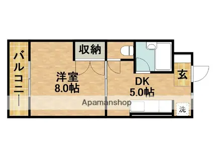 フローリッシュⅡ(1DK/2階)の間取り写真