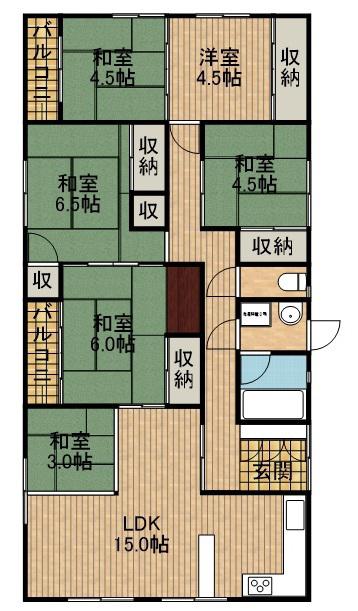コーポ浅田(5LDK/3階)の間取り写真