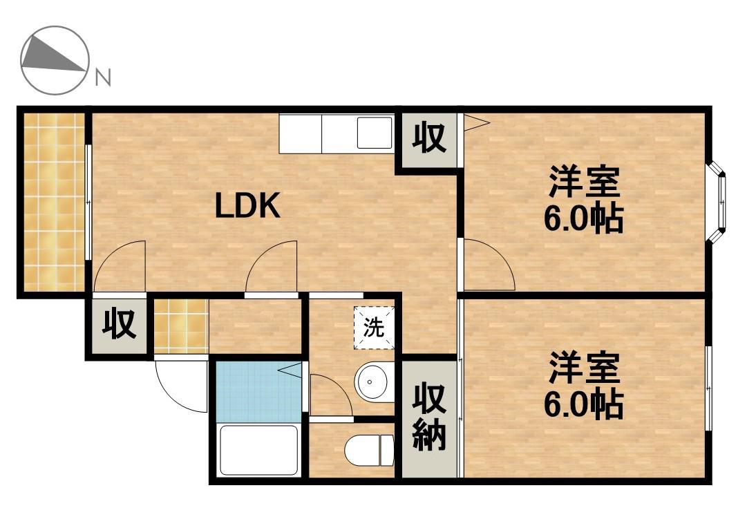 アンソレイエ Ⅱ(2LDK/1階)の間取り写真