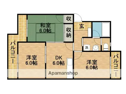 サリーナ浜北(3DK/1階)の間取り写真