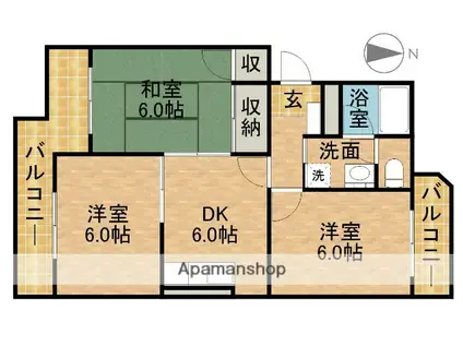 サリーナ浜北(3DK/3階)の間取り写真