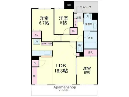 ナイスサンソレイユ浜松入野(4LDK/4階)の間取り写真