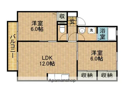 ゆーとぴあ21 B(2LDK/2階)の間取り写真