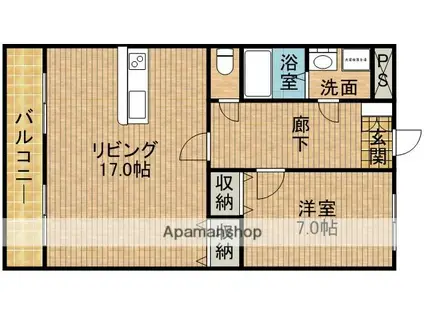 ヴィーブル野口(1LDK/2階)の間取り写真