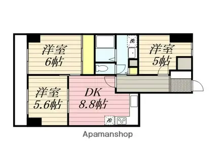 リアライズ城北(3DK/6階)の間取り写真