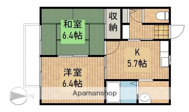しおさいの丘C(2K/2階)の間取り写真