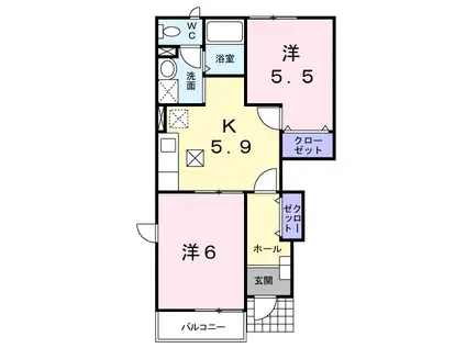 メゾンウィッシュB(2DK/1階)の間取り写真
