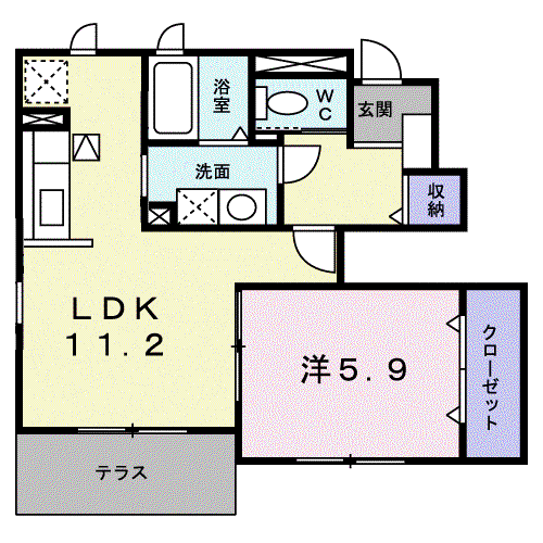 ファイン・S(1LDK/1階)の間取り写真