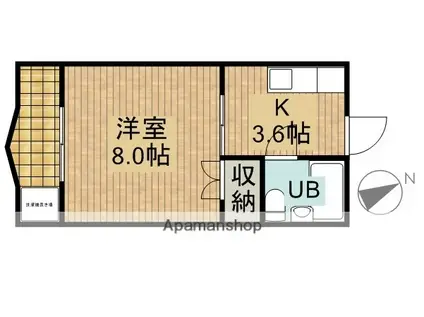 ヴィレッタ光陽(1K/2階)の間取り写真