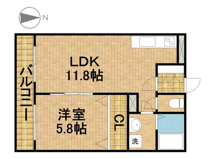 エバーグリーン21(1LDK/1階)の間取り写真