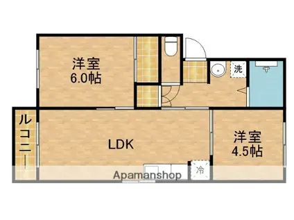 プレジール初生(2LDK/2階)の間取り写真