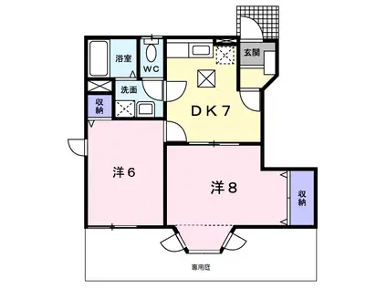 かあさけやきB(2DK/1階)の間取り写真