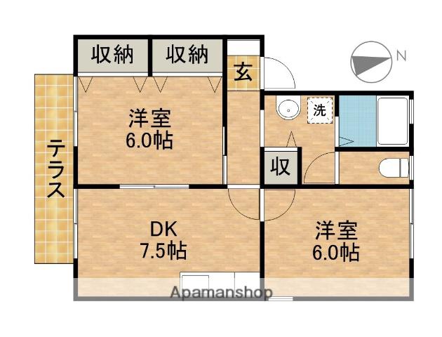 アルカディアC(2DK/2階)の間取り写真