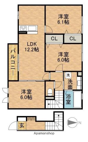 東海道本線 浜松駅 バス乗車時間:20分 浜松アリーナバス停で下車 徒歩3分 2階建 築11年(3LDK/2階)の間取り写真