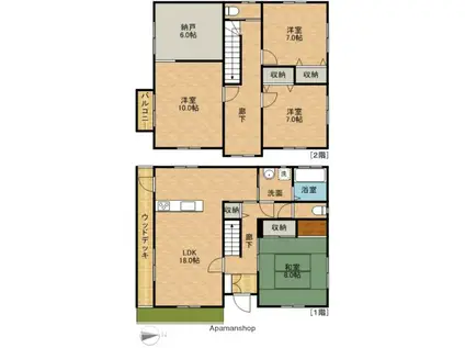 東海道本線 浜松駅 バス乗車時間:20分 原島北バス停バス停で下車 徒歩6分 2階建 築25年(4LDK)の間取り写真