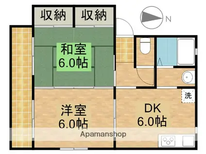 やすら樹(2DK/1階)の間取り写真