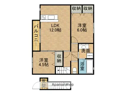 東海道本線 西焼津駅 バス乗車時間:4分 大井神社前バス停で下車 徒歩18分 2階建 築10年(2LDK/2階)の間取り写真