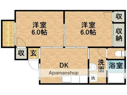 メゾン永井(2DK/2階)の間取り写真