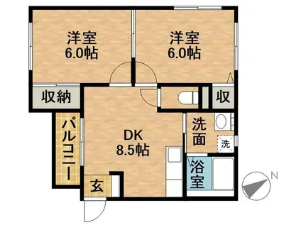 SURPLUSプルミエ(2DK/1階)の間取り写真