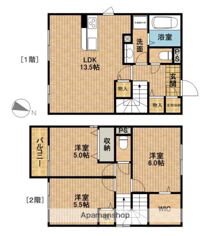 東海道本線 浜松駅 バス乗車時間:13分 浜松病院バス停で下車 徒歩4分 2階建 築9年(3LDK)の間取り写真
