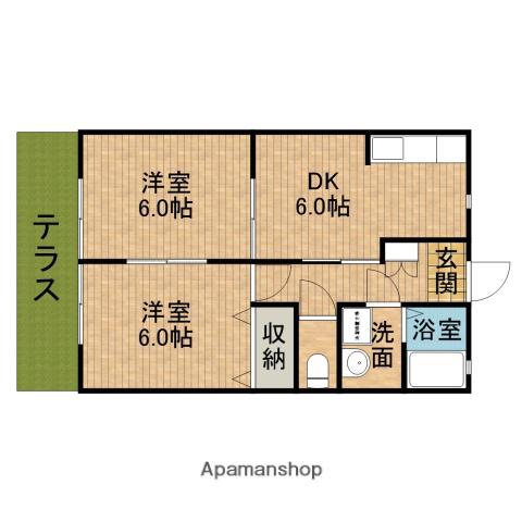 ディオン早出Ⅲ(2DK/1階)の間取り写真