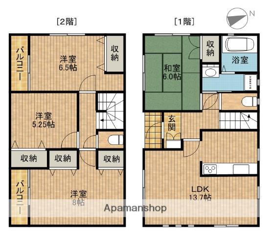 東海道本線 浜松駅 バス乗車時間:39分 寸田ヶ谷バス停で下車 徒歩12分 2階建 築8年(4LDK)の間取り写真