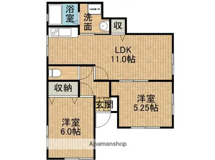 サンマリノ(2LDK/1階)の間取り写真