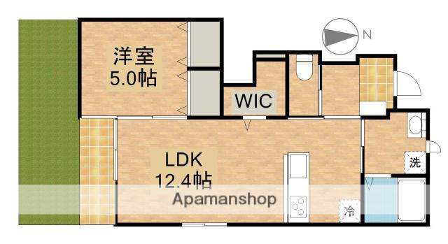 クレッセント若林B(1LDK/1階)の間取り写真