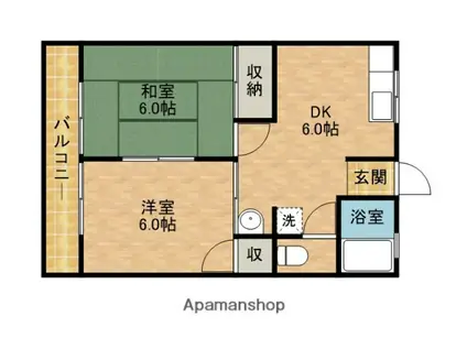 コーポ広小路(2DK/2階)の間取り写真
