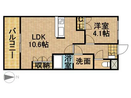 トリュイートⅡ(1LDK/1階)の間取り写真
