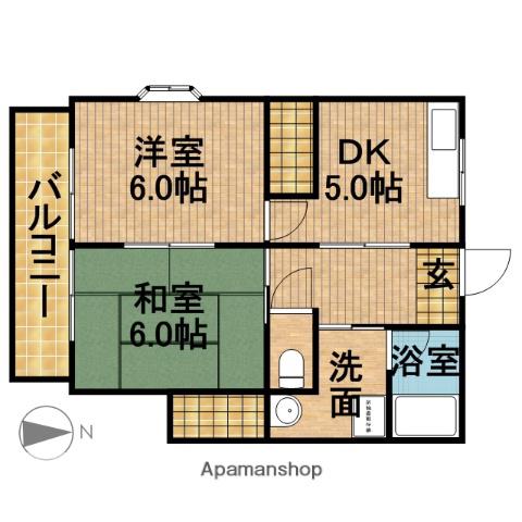 メゾンやまざきⅠ(2DK/2階)の間取り写真
