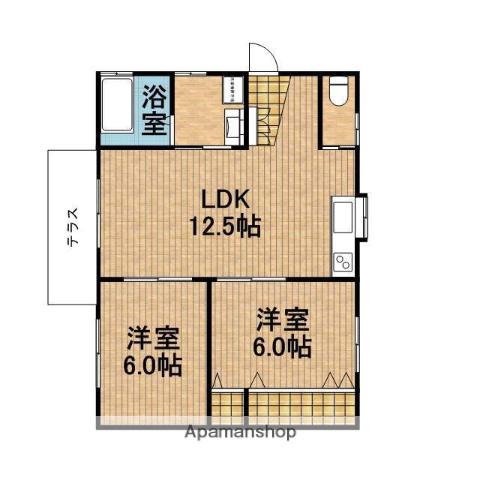 東海道本線 菊川駅(静岡) バス乗車時間:7分 菊川警察署東バス停で下車 徒歩5分 1階建 築19年(2LDK)の間取り写真