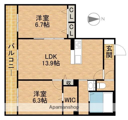 クラウン高林(2LDK/3階)の間取り写真