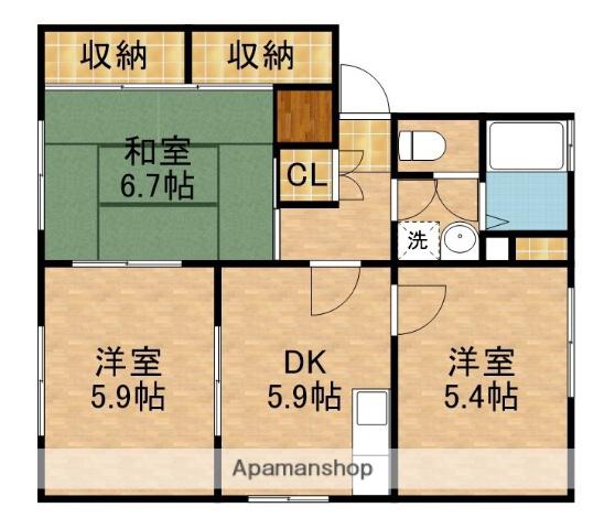 ひかりB(3DK/1階)の間取り写真