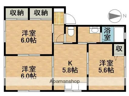 オーシャンヒルズ A(3K/2階)の間取り写真
