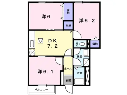 シプレスアルディア A(3DK/1階)の間取り写真