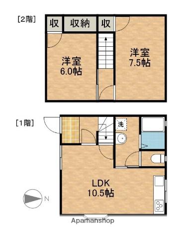 テラスハウス土屋B(2LDK)の間取り写真