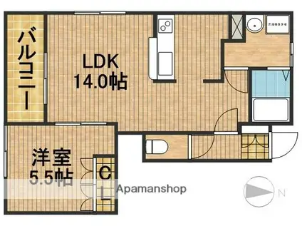 ロココプランB(1LDK/1階)の間取り写真