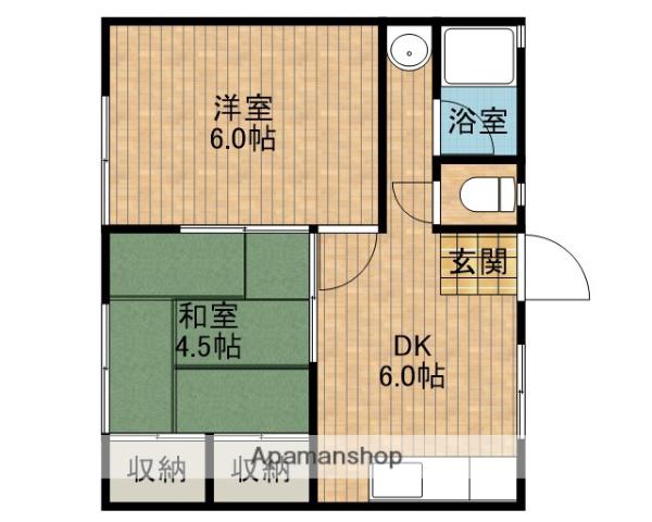 花崎マンション(2DK/1階)の間取り写真