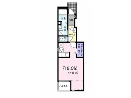 イリゼⅡ(ワンルーム/1階)の間取り写真