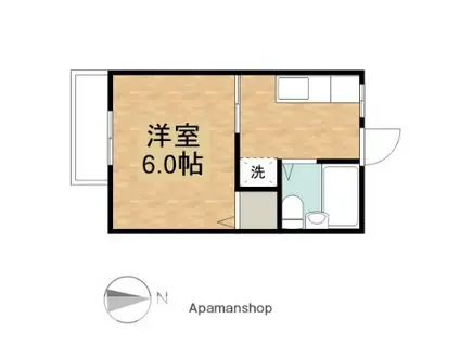 サンシティ嶺田B(1K/2階)の間取り写真