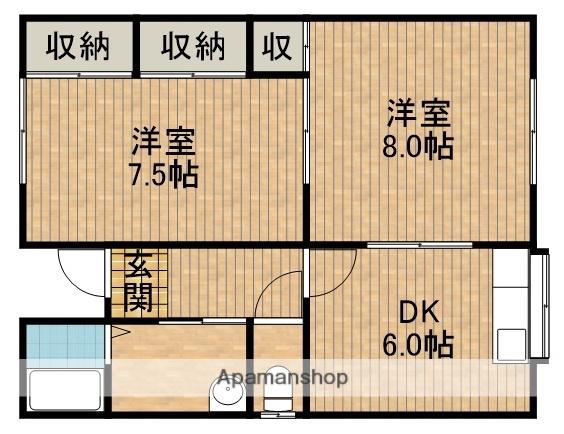 東海道本線 浜松駅 バス乗車時間:20分 法枝町バス停で下車 徒歩6分 1階建 築29年(2DK)の間取り写真