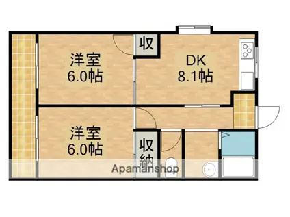 ジュビロタウンF(2DK/2階)の間取り写真